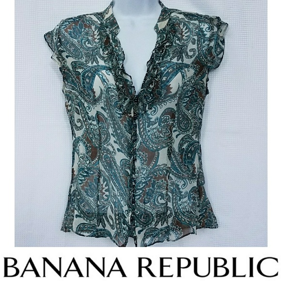 Banana Republic Sheer Floral Blouse Size MP - Picture 1 of 8